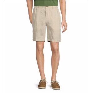 Caribbean Men's Linen Cotton Shorts Size 34 Beige Summer Casual Pleated